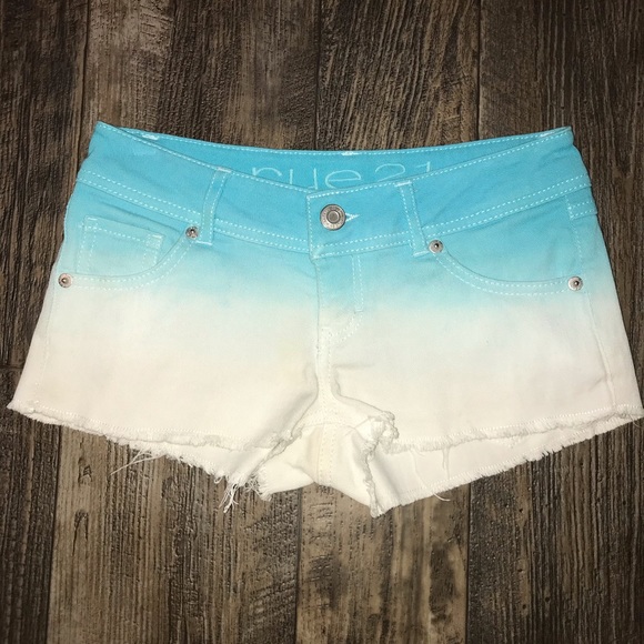 Rue 21 turquoise ombré low-rise jean shorts - Picture 3 of 7